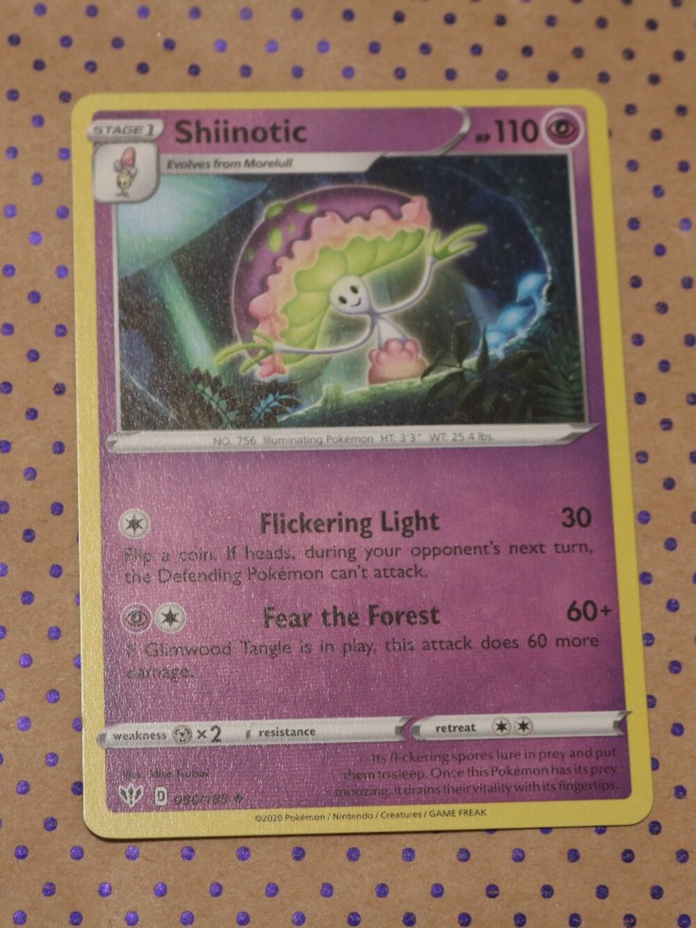 Shiinotic 080/189 Pokemon Card (2020)